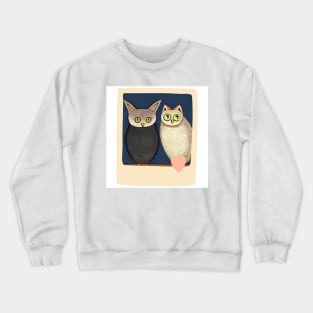 A Cat and An Owl Funny Pet Owner Love Frame Crewneck Sweatshirt